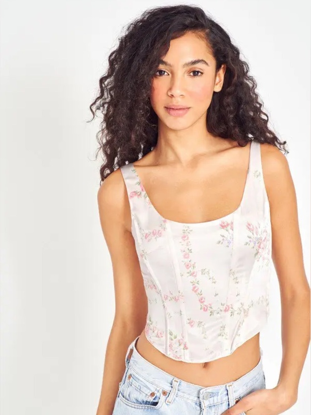 LoveShackFancy 100% Silk Floral Mori Bustier Top in Angelic Pink